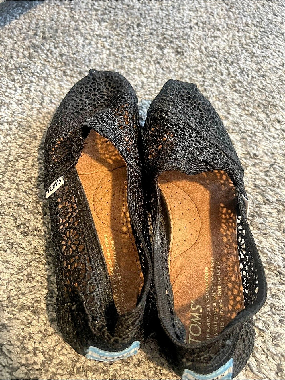 TOMS Alpargata Moroccan Crochet Slip-On Black US 7